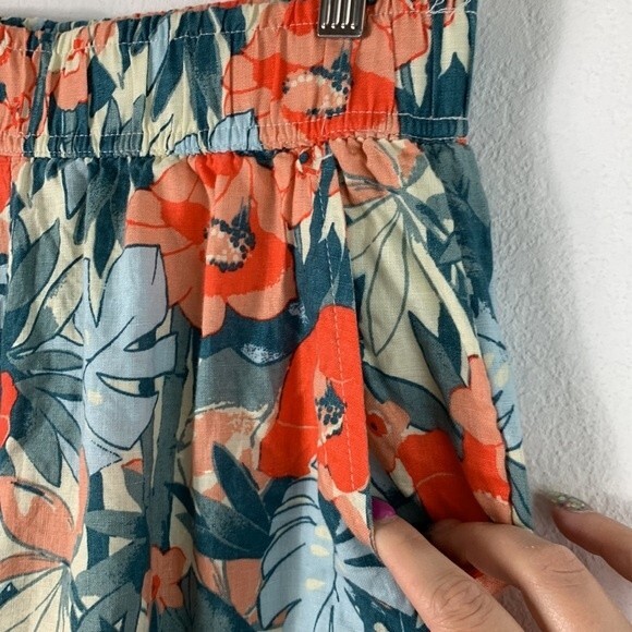 C&C California 100% Linen Tropical Floral Cropped Wide Leg Pull On Pants Sz S - Picture 9 of 9